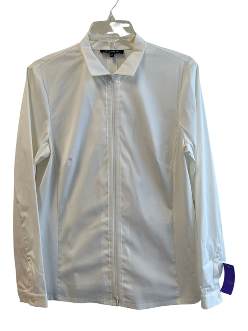 Lafayette 148 Size 10 White No Fabric Tag Long Sleeve solid color Collar Top White / 10