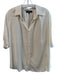 Lafayette 148 Size 10 Bone Silk Short Sleeve solid color Collar Button Down Top Bone / 10
