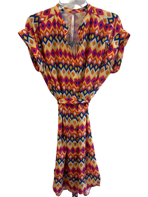 Uncle Frank Size S Orange & Multi Polyester Short Sleeve Abstract Print Dress Orange & Multi / S