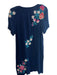 Johnny Was Size XS Navy Blue Rayon Short Sleeve Embroidered Design V Neck Dress Navy Blue / XS