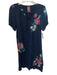 Johnny Was Size XS Navy Blue Rayon Short Sleeve Embroidered Design V Neck Dress Navy Blue / XS