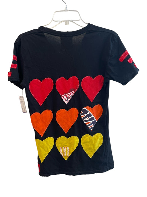Stussy Size M Black & Multi Cotton Short Sleeve Patch Detailing V Neck Top Black & Multi / M