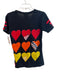 Stussy Size M Black & Multi Cotton Short Sleeve Patch Detailing V Neck Top Black & Multi / M