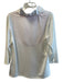 Gretchen Scott Size L White & Pink Polyester Long Sleeve V Neck High Collar Top White & Pink / L