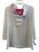Gretchen Scott Size L White & Pink Polyester Long Sleeve V Neck High Collar Top White & Pink / L