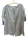 Hinson Wu Size S Blue & White Linen Shirt Sleeves Striped Scoop Neck Top Blue & White / S