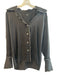 Rails Size S Black & White Silk Long Sleeve White Trim Ruffle Detail Top Black & White / S