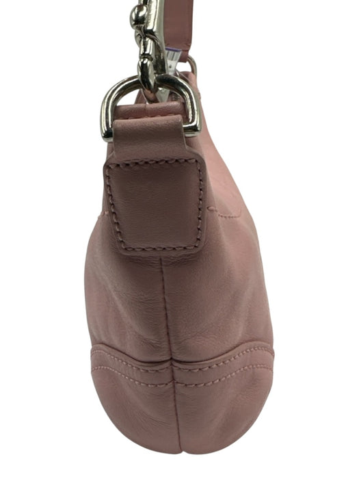 Coach Light Pink & Silver Leather Top Handle Hobo Crescent Soho Bag Light Pink & Silver / XS