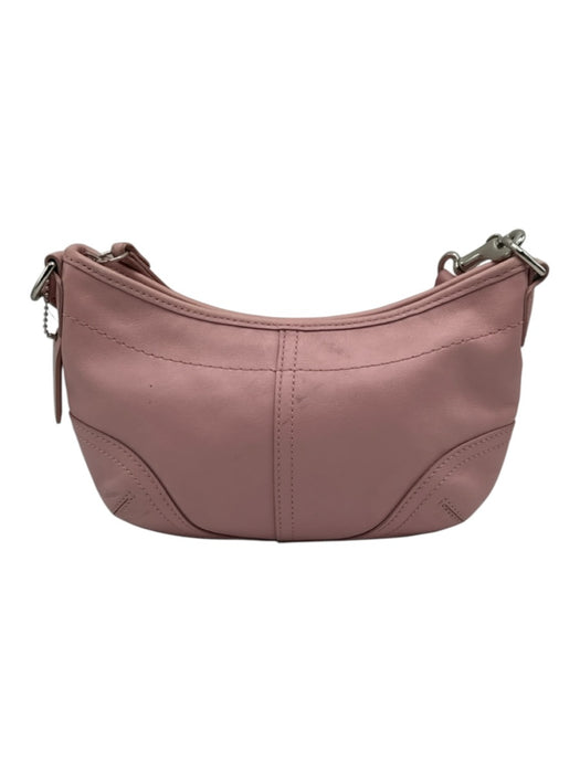 Coach Light Pink & Silver Leather Top Handle Hobo Crescent Soho Bag Light Pink & Silver / XS