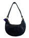 No Brand Black Leather Hobo Brass Hardware Top Handle Zip Close Bag Black / S