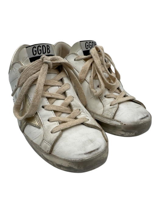 Golden Goose Shoe Size 37 White & Silver Leather Lace Up Star Low Top Sneakers White & Silver / 37