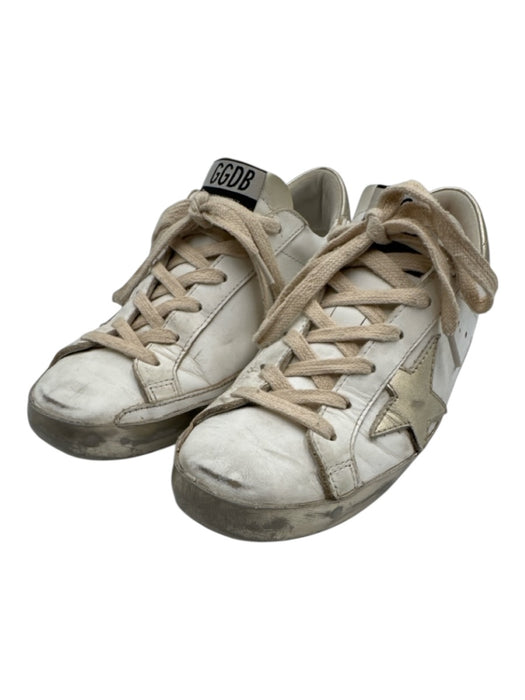 Golden Goose Shoe Size 37 White & Silver Leather Lace Up Star Low Top Sneakers White & Silver / 37