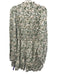 Kivari Size 8 Green, Blue, White Viscose & Linen Long puff sleeve Buttons Dress Green, Blue, White / 8