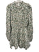 Kivari Size 8 Green, Blue, White Viscose & Linen Long puff sleeve Buttons Dress Green, Blue, White / 8