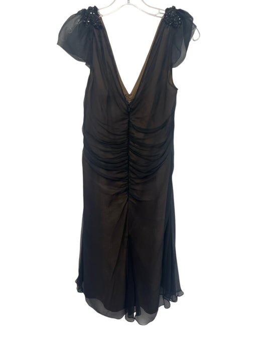 Lavender Label Vera Wang Size 10 Black Silk Sleeveless Bedazzled V Neck Dress Black / 10