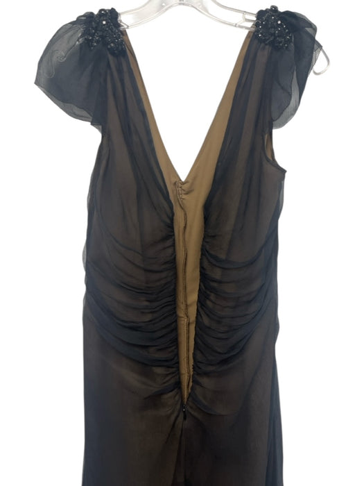 Lavender Label Vera Wang Size 10 Black Silk Sleeveless Bedazzled V Neck Dress Black / 10