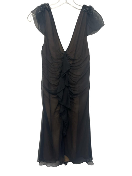 Lavender Label Vera Wang Size 10 Black Silk Sleeveless Bedazzled V Neck Dress Black / 10