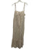 Tory Burch Size L Cream White & Brown Linen Striped Tie Shoulder Dress Cream White & Brown / L