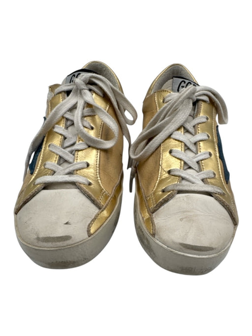 Golden Goose Shoe Size 37 Gold, Blue, White Leather Metallic Low Top Sneakers Gold, Blue, White / 37