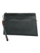 Fendi Black & Orange Pebble Leather Silver Hardware Wrist Strap Pouch Bag Black & Orange / S