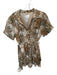 Steele. Size S Brown & Taupe Cotton Short Sleeve Feathered Belted Dress Brown & Taupe / S