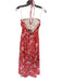 Lulus Size S Red & White Cotton Halter Neck Flowers Back Zip Maxi Dress Red & White / S