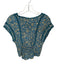 Free People Size S Teal & Yellow Cotton Cap Sleeve Flowers Lace Trim Buttons Top Teal & Yellow / S