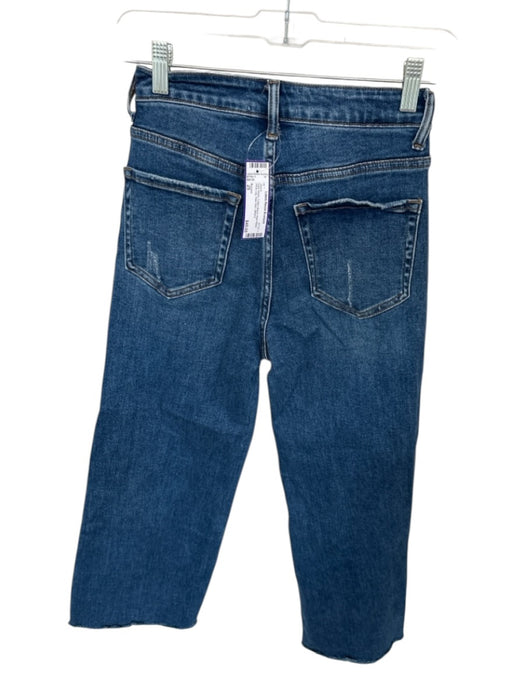 Bayeas Size 25 Dark Wash Cotton Blend High Waist Wide Leg Raw Hem Jeans Dark Wash / 25