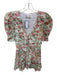 Bec & Bridge Size 2 Green & Pink Cotton Short Sleeve Botanical Buttons Dress Green & Pink / 2