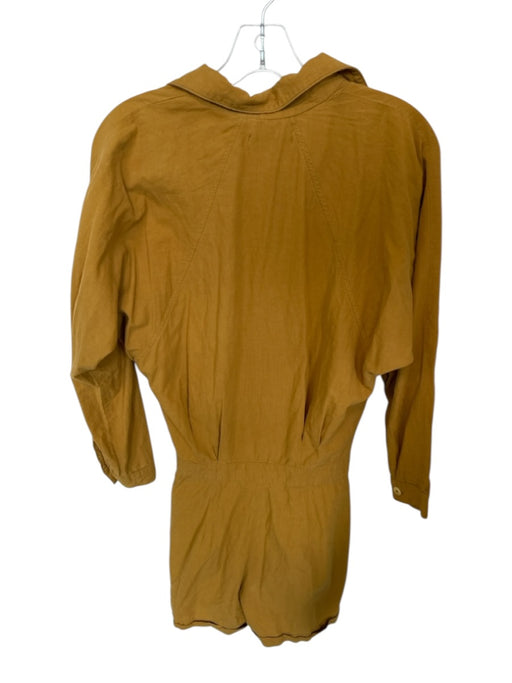 Paradised Size S Tan Cotton Long Sleeve Buttons Collar Romper Tan / S