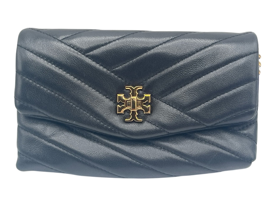 Tory Burch Black Leather Quilted Gold Hardware Turnlock Chain Strap Bag Black / Mini