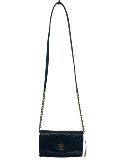 Tory Burch Black Leather Quilted Gold Hardware Turnlock Chain Strap Bag Black / Mini