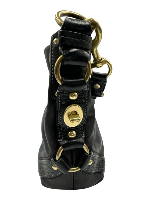 Coach Black Brass Hardware Zip Top Hobo Shoulder Bag Black / M