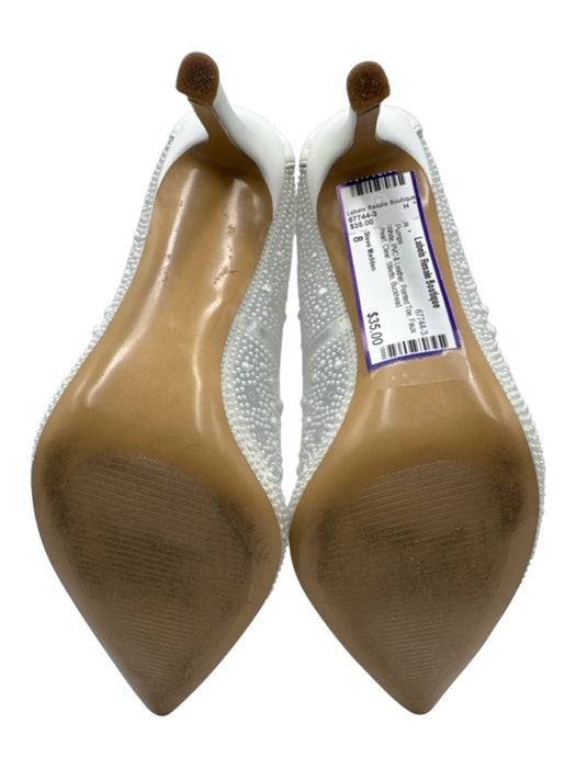 Steve Madden Shoe Size 8 White PVC & Leather Pointed Toe Faux Pearl Clear Pumps White / 8