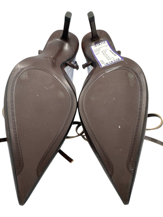 Zara Shoe Size 39 Dark Brown Leather Pointed Toe Bow Detail Slingback Pumps Dark Brown / 39