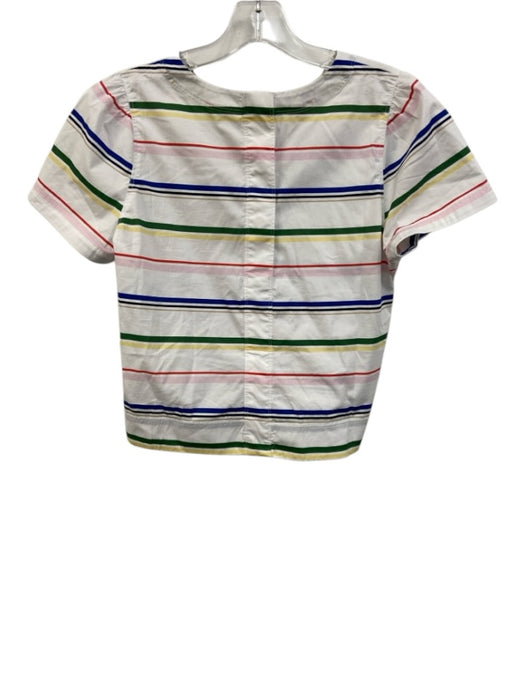 Lake Size M Green, Pink, Blue Cotton Short Sleeve Striped Midi Skirt Set Green, Pink, Blue / M