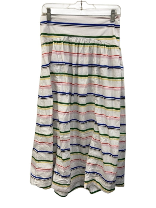 Lake Size M Green, Pink, Blue Cotton Short Sleeve Striped Midi Skirt Set Green, Pink, Blue / M