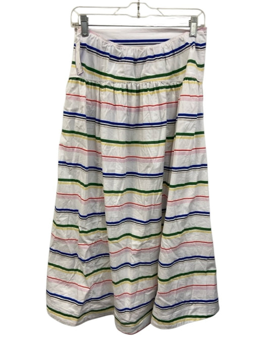 Lake Size M Green, Pink, Blue Cotton Short Sleeve Striped Midi Skirt Set Green, Pink, Blue / M