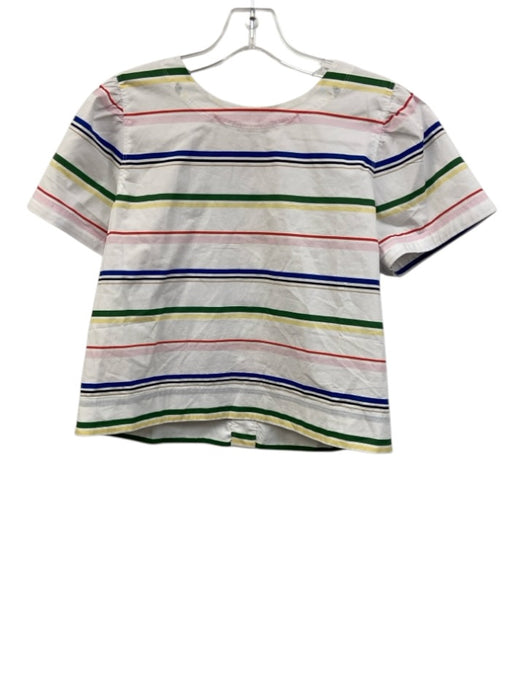 Lake Size M Green, Pink, Blue Cotton Short Sleeve Striped Midi Skirt Set Green, Pink, Blue / M
