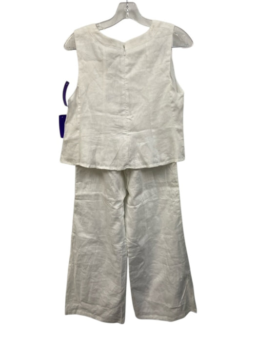 Dissh Size 2 White Linen Sleeveless Wide Leg Flare Hem Pant Set White / 2