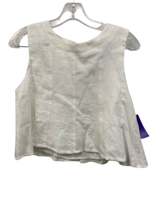 Dissh Size 2 White Linen Sleeveless Wide Leg Flare Hem Pant Set White / 2