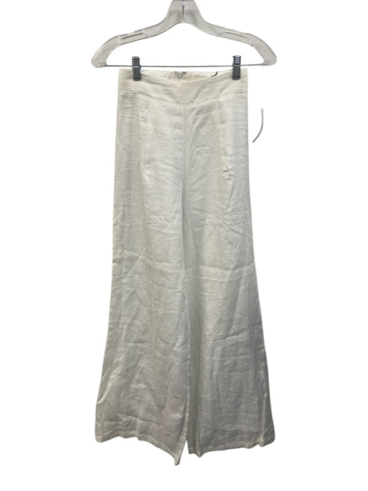 Dissh Size 2 White Linen Sleeveless Wide Leg Flare Hem Pant Set White / 2