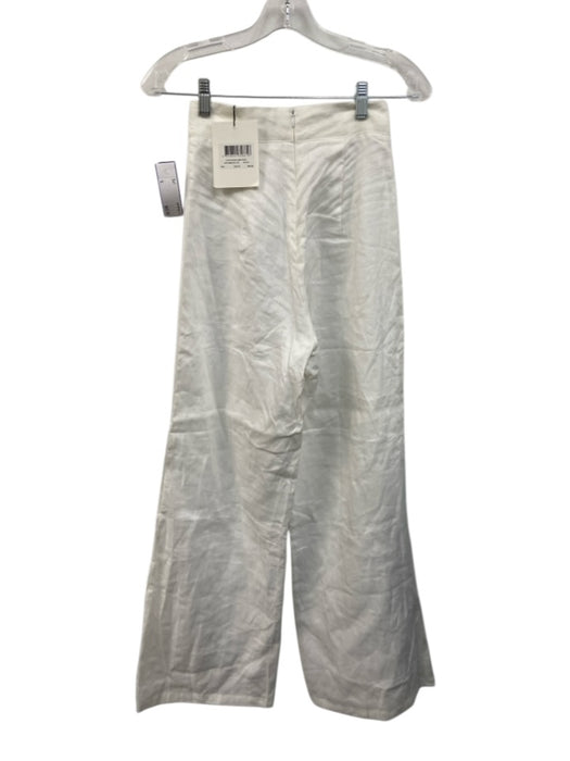 Dissh Size 2 White Linen Sleeveless Wide Leg Flare Hem Pant Set White / 2
