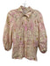 Alexis Size S Pink & Cream Linen Puff 3/4 Sleeve Abstract Print Buttons Pant Set Pink & Cream / S