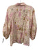 Alexis Size S Pink & Cream Linen Puff 3/4 Sleeve Abstract Print Buttons Pant Set Pink & Cream / S