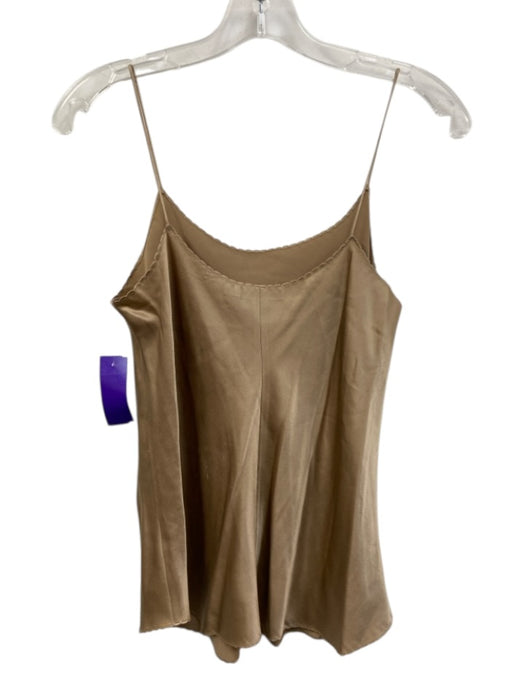 Vince Size S Champagne Gold Silk Spaghetti Strap Scallop Hem Top Champagne Gold / S