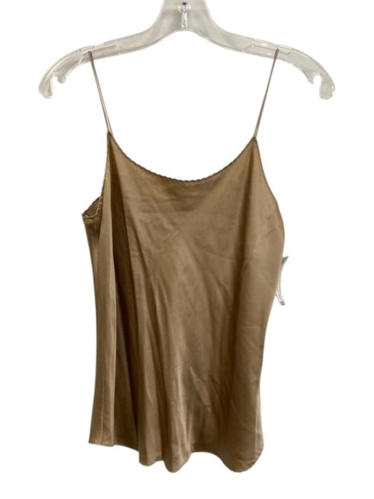 Vince Size S Champagne Gold Silk Spaghetti Strap Scallop Hem Top Champagne Gold / S