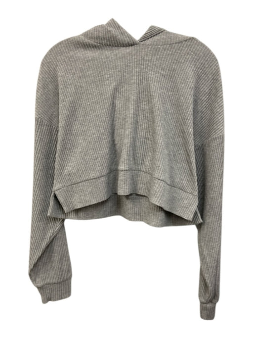 Beyond Yoga Size S Gray Long Sleeve Rib Knit Hood Crop Sweater Gray / S