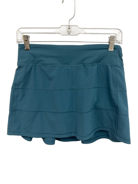 Lululemon Size 4T Teal Blue Nylon Elastic Waist Tiered Midrise Skort Skirt Teal Blue / 4T