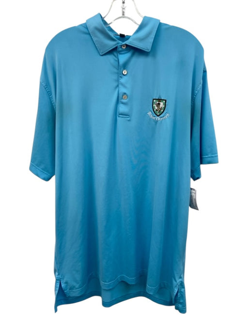 Peter Millar Size L Light blue Synthetic Solid Polo Athleisure Short Sleeve Light blue / L